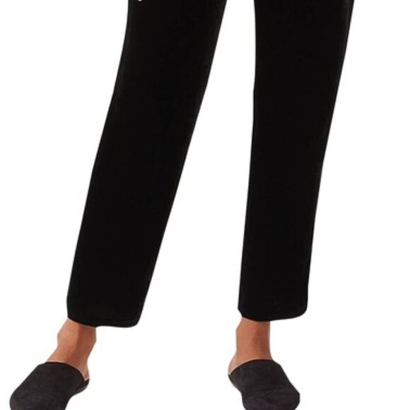 Eileen Fisher Black Stretch Velvet Knit Pull-On Ankle Pant - Picture 2 of 3